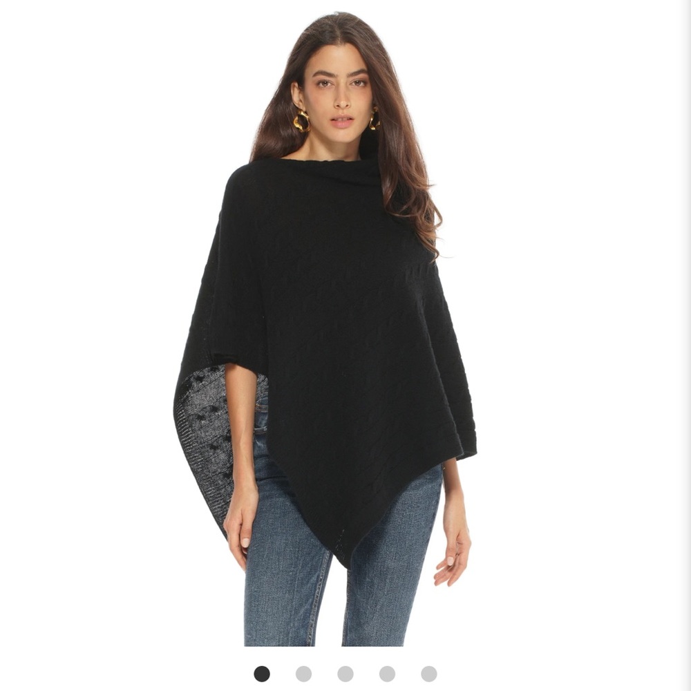 Pure Cashmere Cable Knit Poncho - Picture 4 of 11